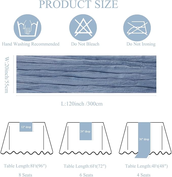 12Pack Dusty Blue Cheesecloth Table Runner 20x120 inch Gauze Table Runner | - Image 4