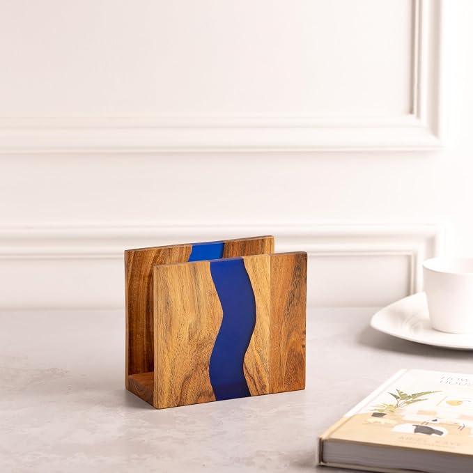 Acacia wood & Transparent Epoxy resin Napkin holder - Image 3