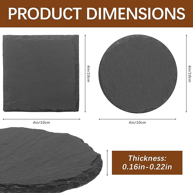 48pcs Slate Coasters, Hand Painted DIY, Scratch Resistant Bottom - Image 2