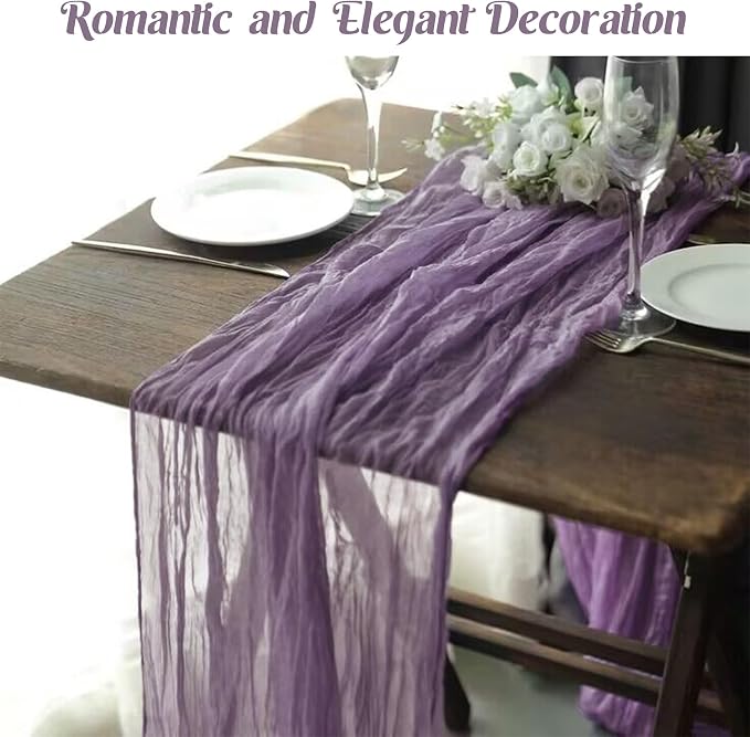 6 Pieces Grape 10FT Cheesecloth Table Runner Boho Gauze Fabric Table Runner - Image 7