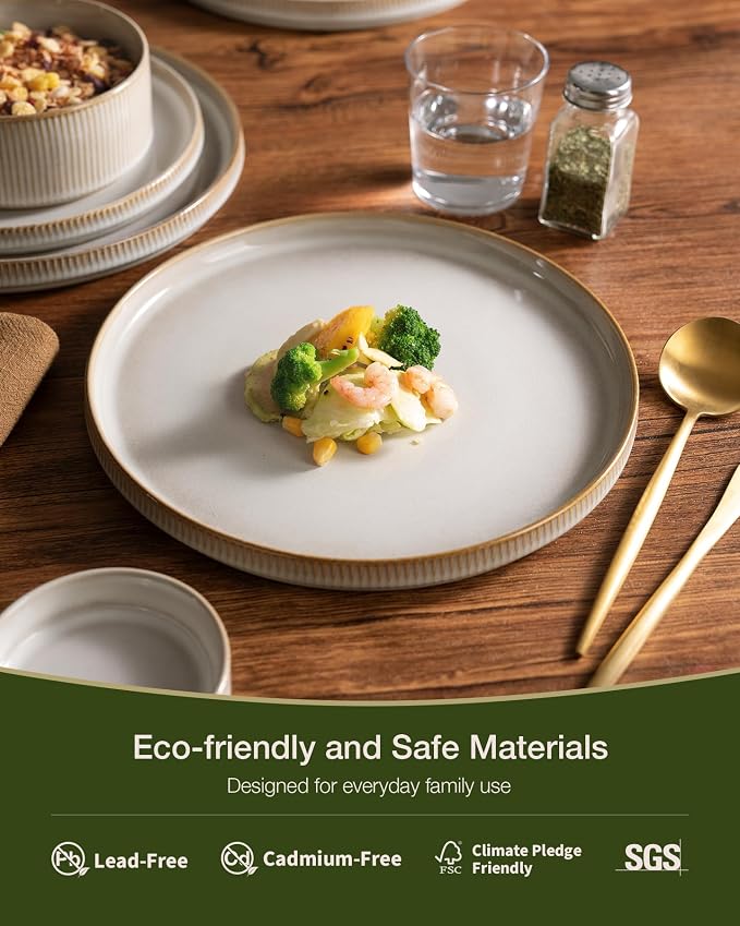 Famiware Star Stoneware Dinnerware Set, Cappuccino White | 7.5" Shallow Pasta - Image 3