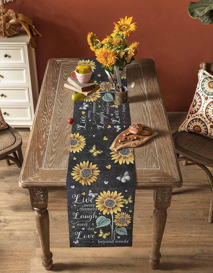 Retro Sunflower Table Runners 60 Inches Long, Spring Summer Farmhouse Table - Image 4