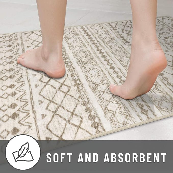 KUTA Boho Hallway Runner Rug 2x5 ft Moroccan Washable Non-Slip Vintage Beige - Image 7