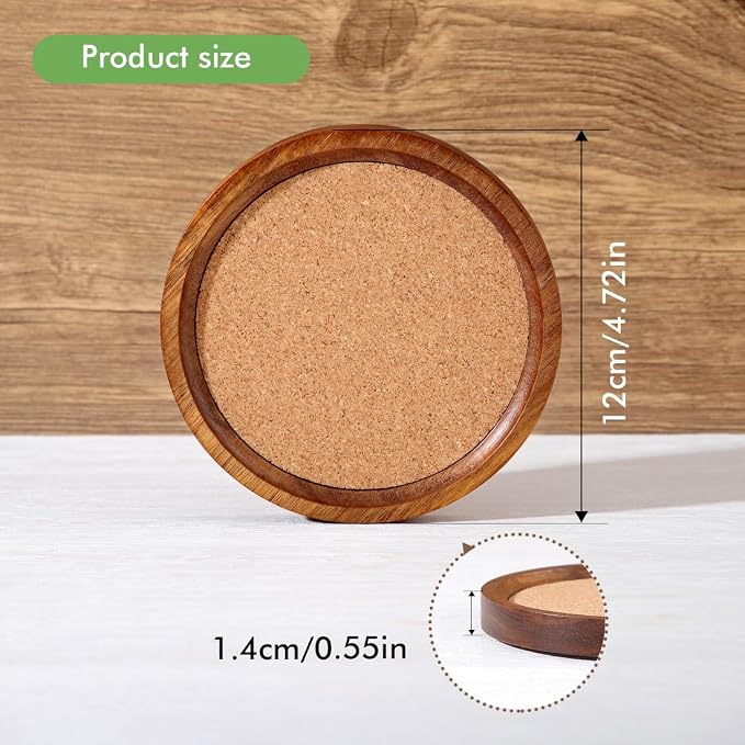 WLWNWFT Wood Cork Coasters for Drinks Absorbent - Image 7