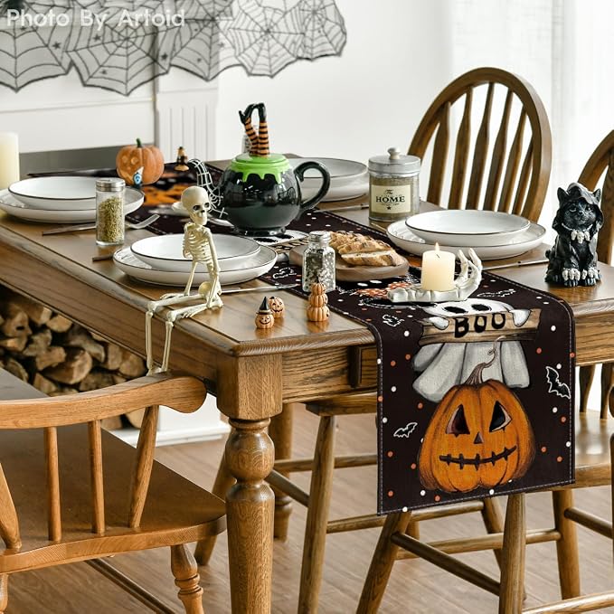 Artoid Mode 210 GSM Halloween Table Runner 13x36 Inch Home Party Decor | Polka - Image 4