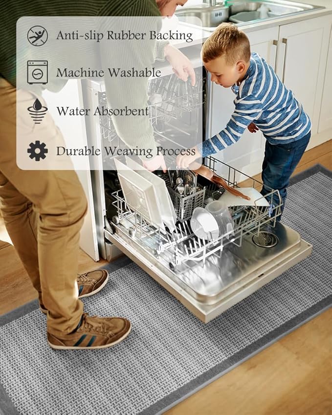 PADOOR Non Slip Kitchen Rugs Sets of 3 - Image 3