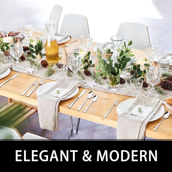 49-Piece Silverware Set with Organizer, Heavy Duty Stainless Steel Flatware Set - Image 6