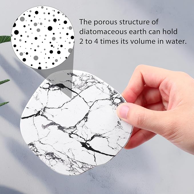 Diatomaceous Earth Coasters Set of 4，Cool Absorbent Quick-Dry Drink Coasters - Image 4