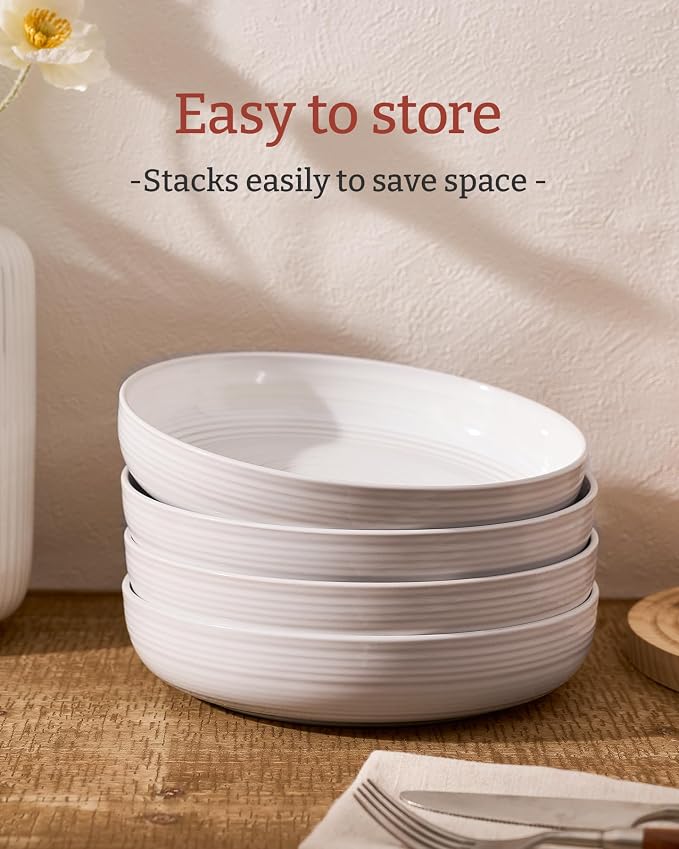 famiware Milkyway 33 oz Pasta Bowls Set of 6, Scratch-Resistant Stoneware Salad - Image 2
