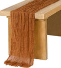 Ling's Moment Terracotta Cheesecloth Table Runner, 168 Inch, Burnt Orange | 14FT by LingsMoment