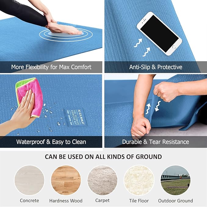 GXMMAT Large Yoga Mat 6'x4'/6'x6'/7'x5', Extra Thick Workout Mats - Image 3