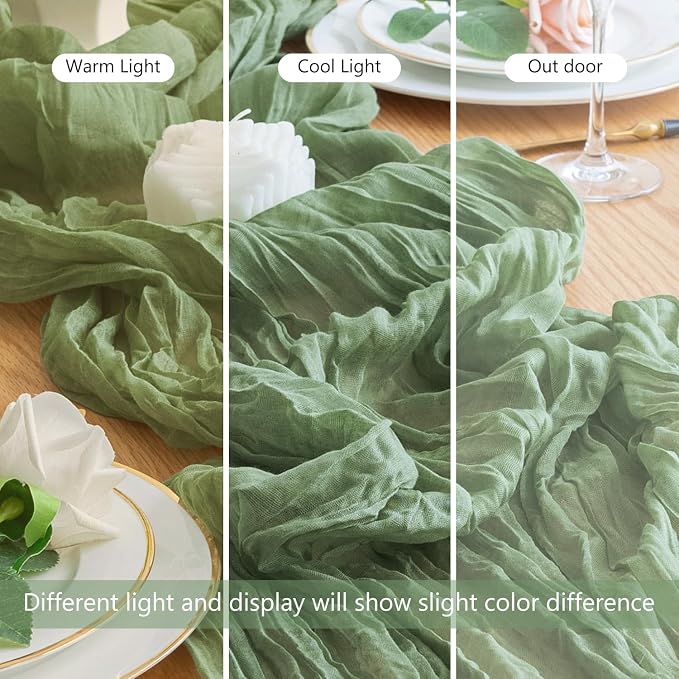 Cheesecloth Table Runner Sage Green 10FT Boho Gauze, 12 Pack | 120 Inch Cheese - Image 8