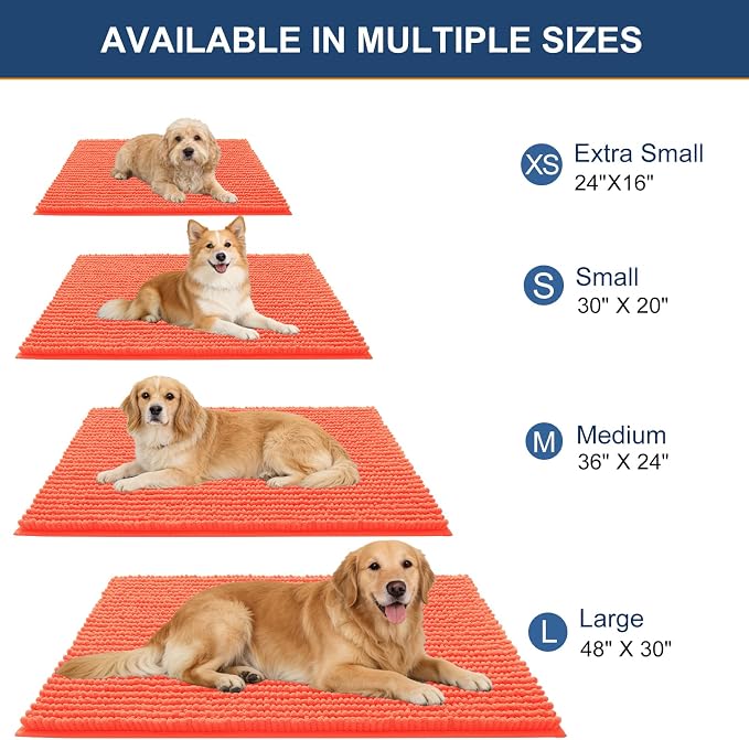 OLANLY Dog Door Mat for Muddy Paws 70x24, Ultra Absorbent Chenille Mud Doormat - Image 2