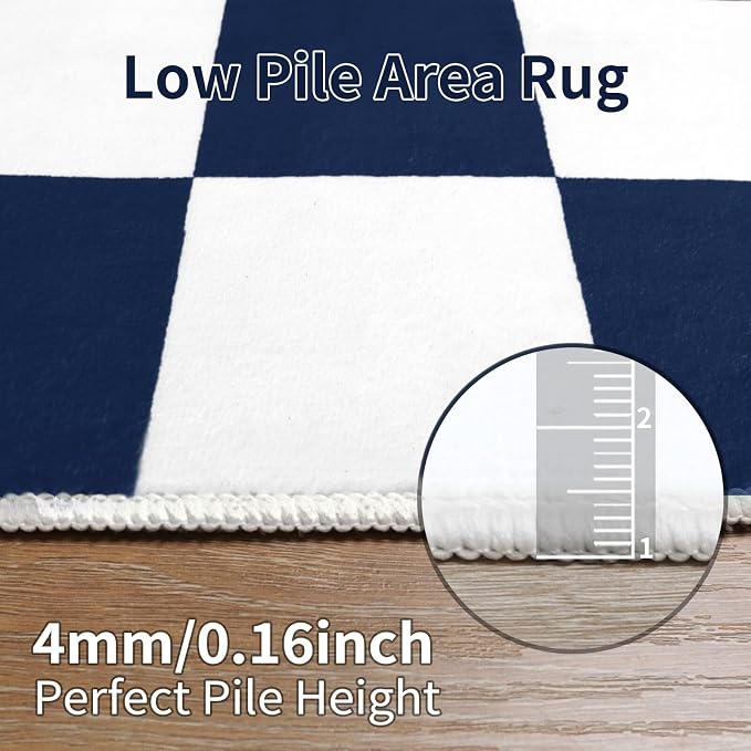 Terrug Navy and White Checkered Rug - Image 8