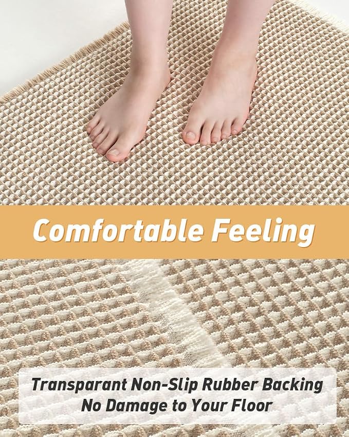 Upgraded Waffle Bath Mats Set of 2, Super Absorbent Non Slip Bath Mats - Image 3
