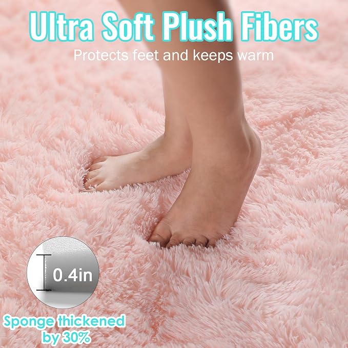PAGISOFE Pink Rugs for Girls Bedroom 4x6 Ft Fluffy Cute Girls Room Decor - Image 4