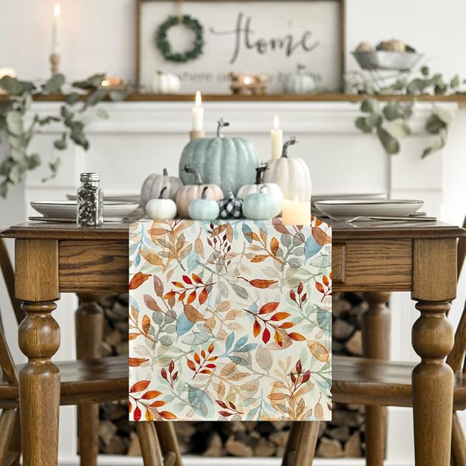 Artoid Mode 210 GSM Fall Table Runner 13x60 Inch Home Party Decor | Beige - Image 2