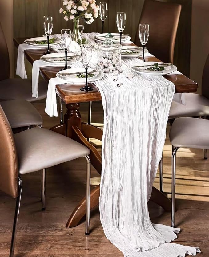 12Pack White Cheesecloth Table Runner 20x120inch Gauze Table Runners | Boho - Image 2