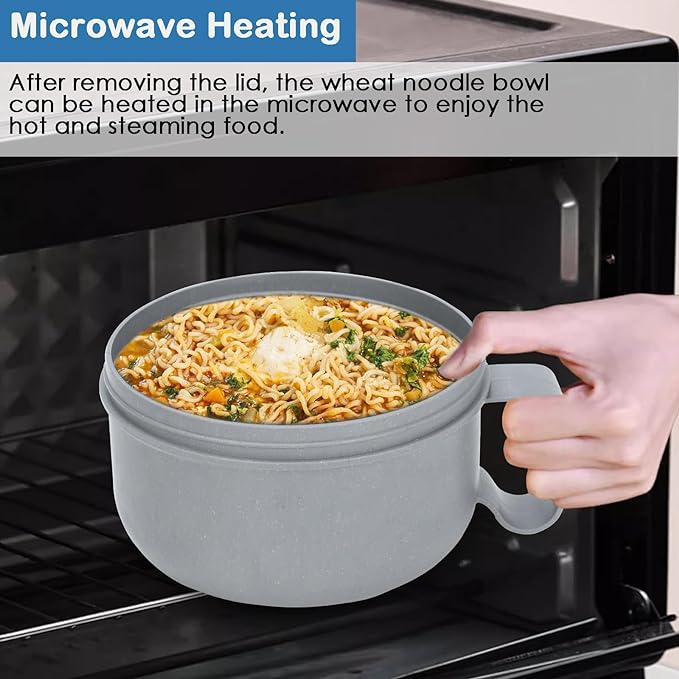 28 oz Soup Bowl with Handles, Microwave Ramen Bowl with Lid - Image 6