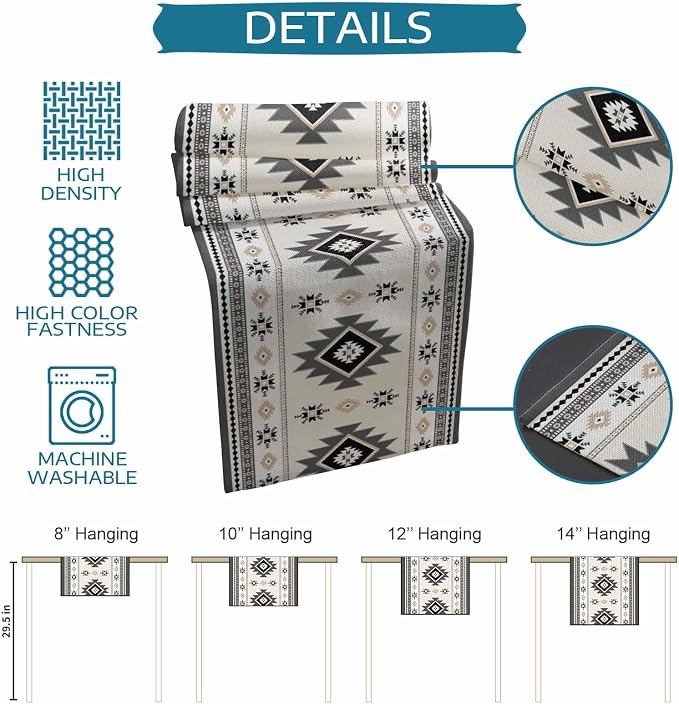 Boho Table Runners 48 Inches Long, Abstract Southwestern Kitchen Dining Tables - Image 8