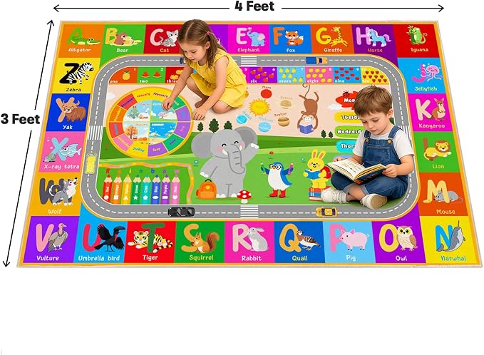 Pionblank Kids Rug for Bedroom Playroom Classroom Kindergarten, 3x4 Educational - Image 2