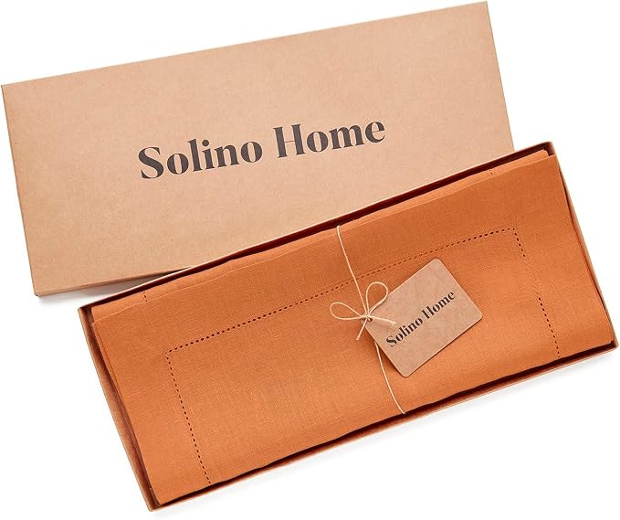 Solino Home 100% Pure Linen Dining Table Runner Pumpkin Woven, 14 x 72 in | - Image 5