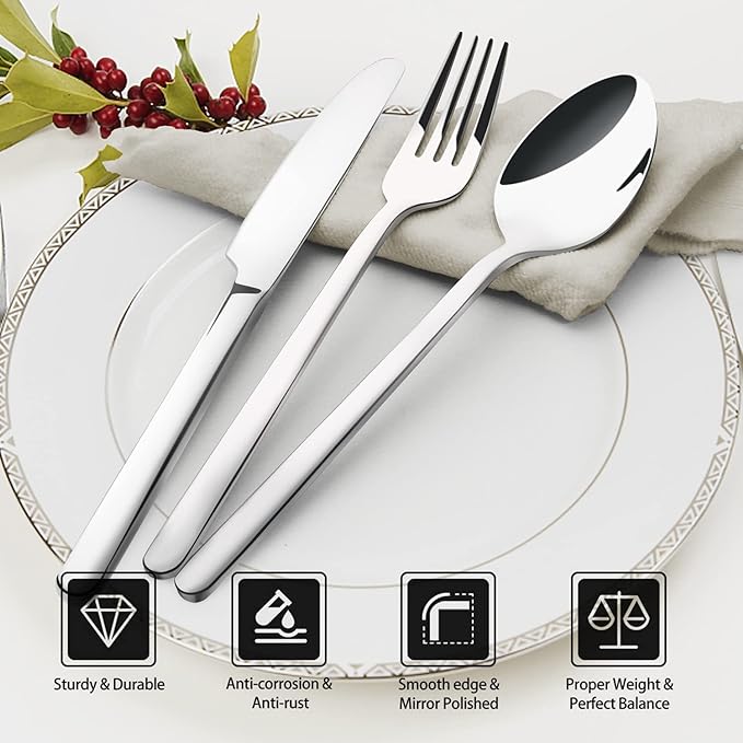 4-Piece Dinner Knives Set, 8.9-Inch Stainless Steel Table Knives | Mirror - Image 3