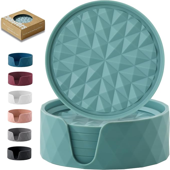 Silicone Drink Coasters Set of 6, Desk Cup Coaster | Prevents by Wingcases