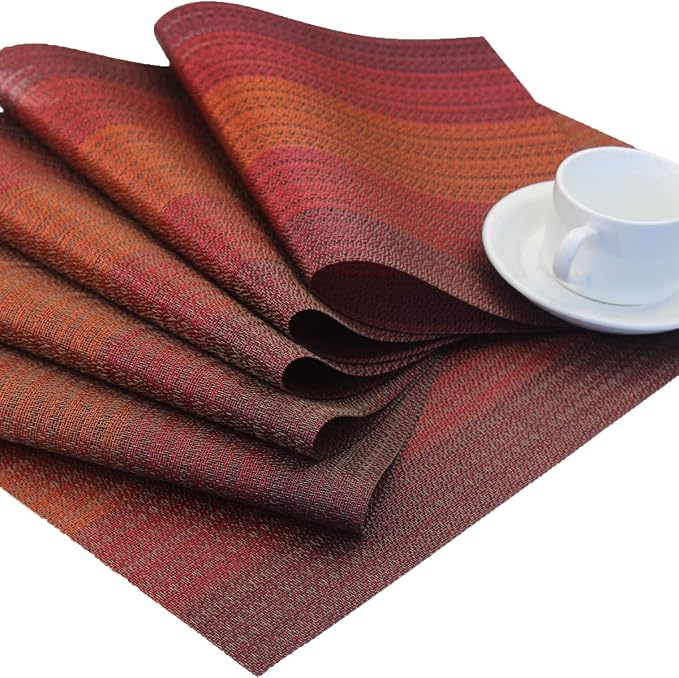 PIGCHCY Placemat, Washable Woven Non-Slip Insulation Durable Placemat Vinyl - Image 4