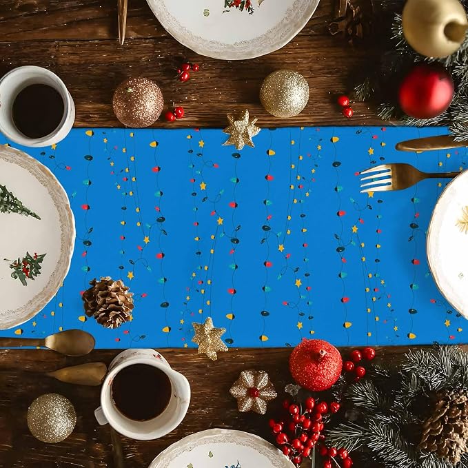 Coastal Christmas Table Runner 120 Inches Long, Xmas Tree Santa Beach Table - Image 4