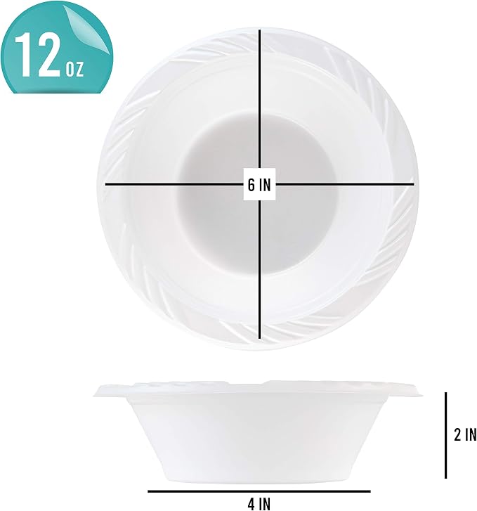 800 Count Disposable 12 ounce White Plastic Soup Bowls - Image 2