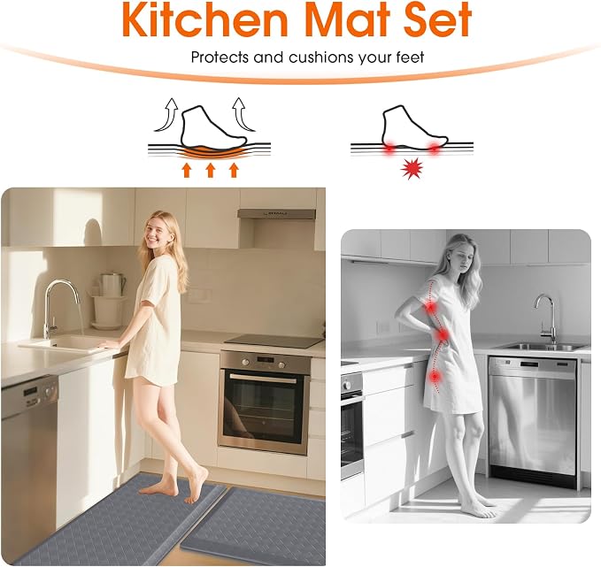 TranquilRelax 4/5 Inch Thick Anti-Fatigue Kitchen Mats 2Pcs, Cushioned Non-Slip - Image 5