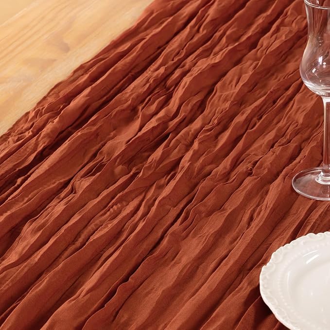 DeZerlor Terracotta Cheesecloth Table Runner 2 Pack Summer Table Runners 120 - Image 5
