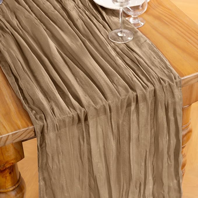 DeZerlor Nude Cheesecloth Table Runners 6 Pack Fall Runners | 120Inch Gauze - Image 2