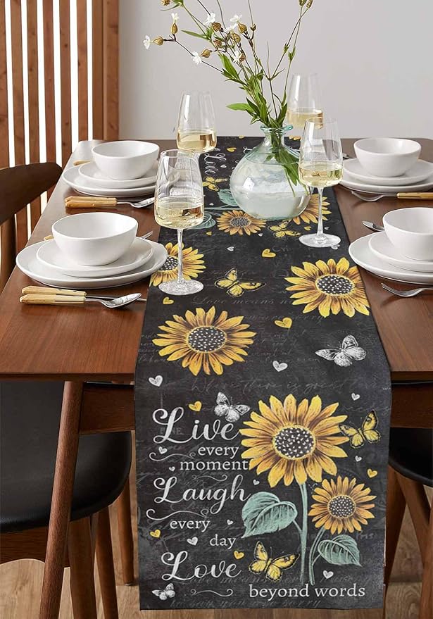 Retro Sunflower Table Runners 48 Inches Long, Spring Summer Farmhouse Table - Image 2