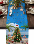 Coastal Christmas Table Runner 36 Inches Long, Xmas Tree Santa Beach Table by Unknown