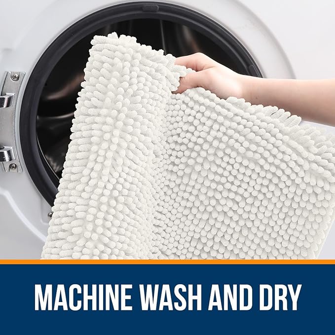 OLANLY Bathroom Rugs 30x20, Extra Soft Absorbent Chenille Bath Rugs, Rubber - Image 5