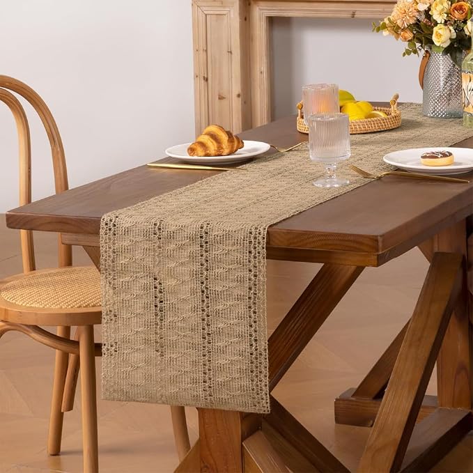 Burlap Boho Table Runner for Spring Home Decor 120 Inches Long, Modern - Image 5