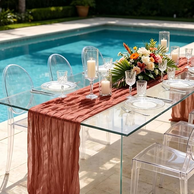 10 Pack Terractta Cheesecloth Table Runner 21 x 120 Inch Boho Gauze Sheer Table - Image 5