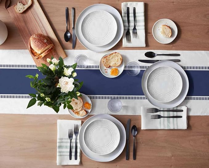 Navy Blue Table Runners 90 inches Long, Farmhouse Stripes Table Runner Non Slip - Image 3