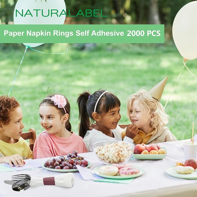 Self-Adhesive Napkin Bands, Burgundy | Wrap silverware & napkins, elegant table - Image 5