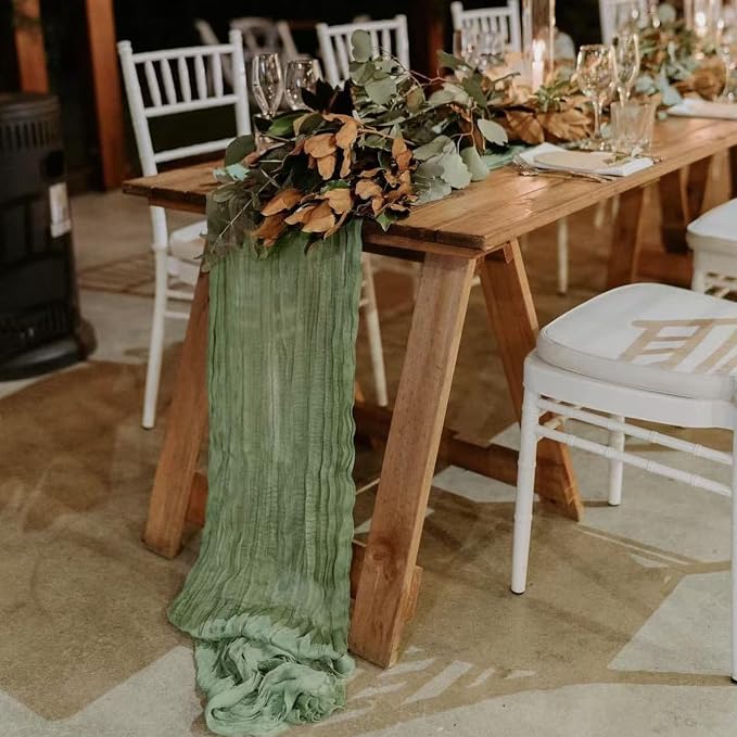 20Pack Sage Green Cheese Cloth Table Runner 20x120inch Gauze Table Runners | - Image 2