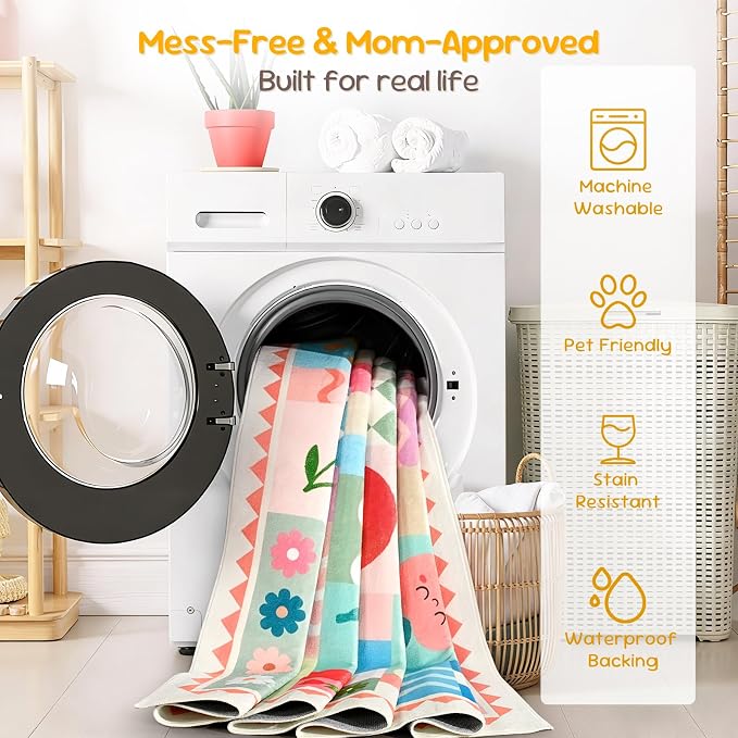 3x5 Washable Kid Bedroom Rug for Girls, Soft Non-Slip Toddler Playroom Carpet - Image 7