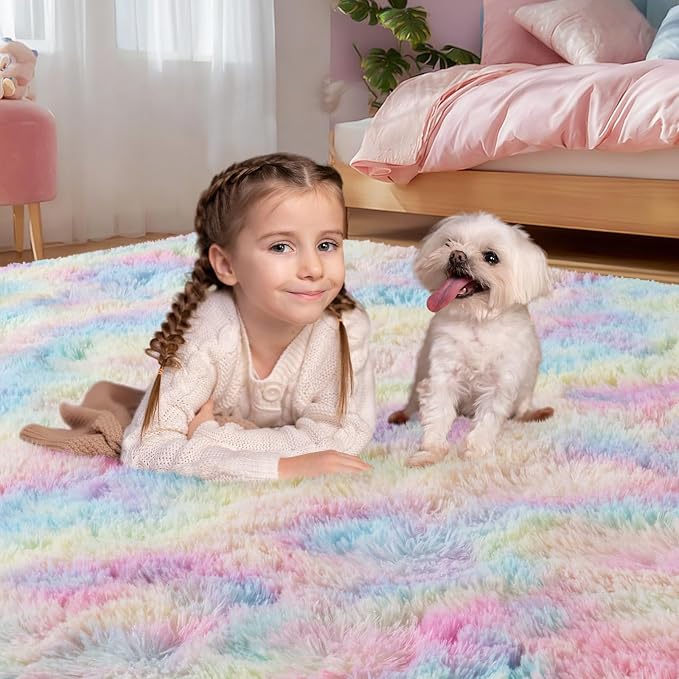 qulint 3x5 Area Rug for Bedroom, Fluffy Soft Nursery Rug for Girls Small Fuzzy - Image 7