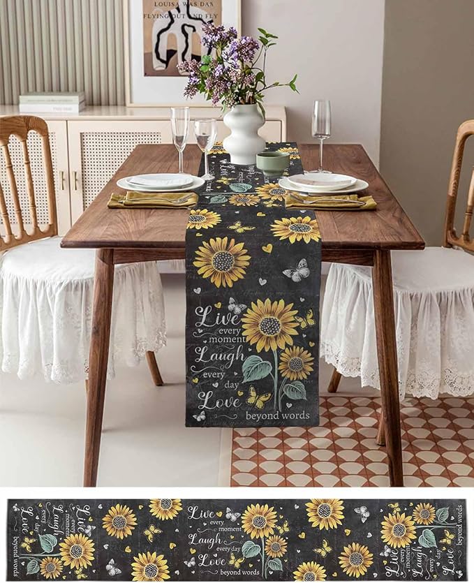 Retro Sunflower Table Runners 60 Inches Long, Spring Summer Farmhouse Table - Image 6