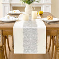 Metallic Style Silver Table Runner, Table Runners 48 Inches Long | Cotton Linen by Aiimart