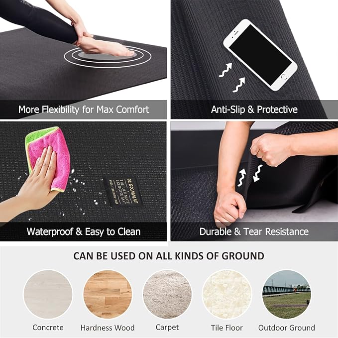 GXMMAT Large Yoga Mat 12'x6'/10'x6'/6'x8', Extra Thick Workout Mats - Image 3
