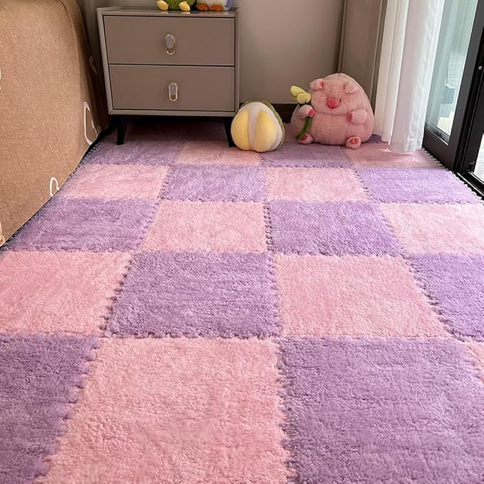 12pcs Carpet Squares Puzzle Floor Mat, Plush Interlocking Carpet Tiles by Unknown