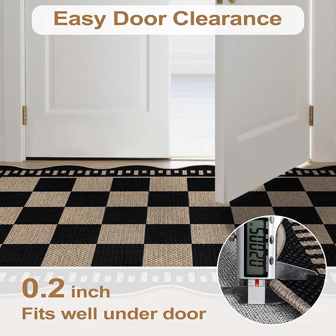 Checkered 2x6 Kitchen Runner Rug, Washable Rugs - Image 6