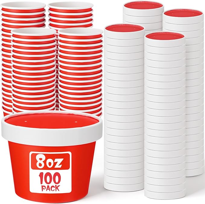 Fulmoon 100 Pack Paper Soup Containers by Fulmoon